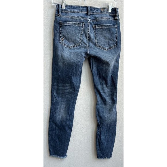 Kut From The Kloth Womens Jeans Size 2 Blue Carlo Ankle Skinny Raw Hem Mid Rise - Picture 3 of 16